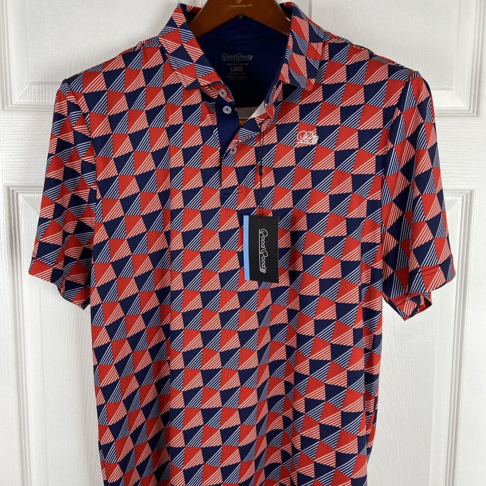 Good Good Golf Men's Size Large L Check Me Out Performance Polo Shirt Casual NEW